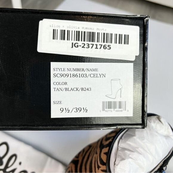 Alice + Olivia Calf Hair Stiletto Bootie 9.5 Tan Black Zebra Heels NWT Chic Sexy - Picture 12 of 14